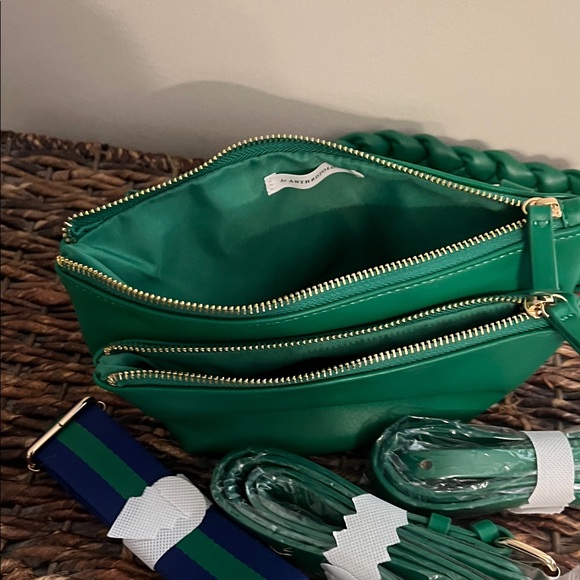 Anthropologie Green Crossbody Bag with Braided Strap - Picture 2 of 5